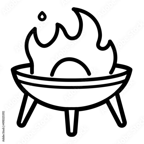 Bbq Fire Pit Flat Icon Isolated On White Background © Maxim