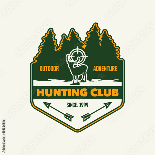 Hand Drawn Hunting Club Logo Label Badge