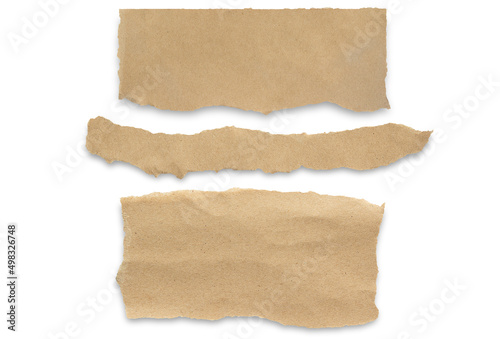 three pieces of brown paper on a white background