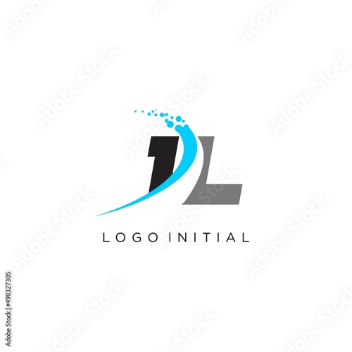 Initials IL abstract curved lines logo
