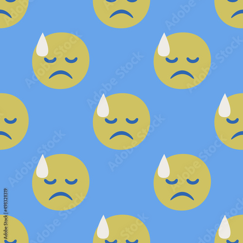 Seamless vector facial expression pattern. Repeat chat smiles background for fabric, textile, wrapping, cover etc.