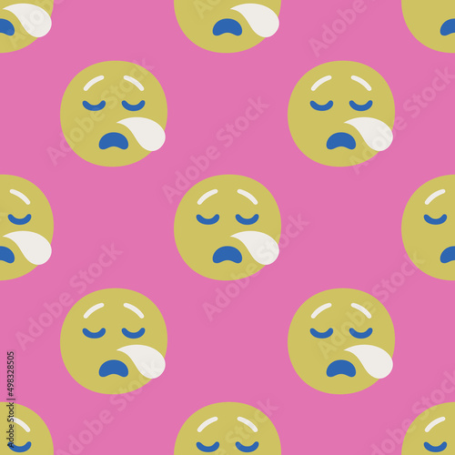Seamless vector facial expression pattern. Repeat chat smiles background for fabric, textile, wrapping, cover etc.