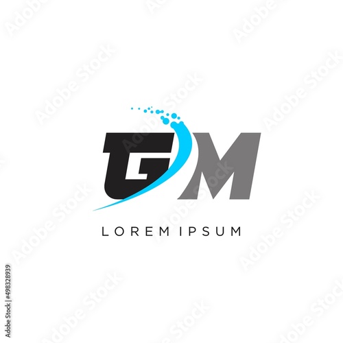 Initials GM abstract curved lines logo