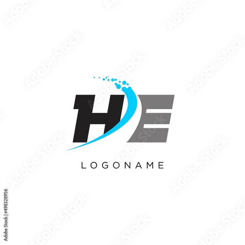 Initials HE abstract curved lines logo