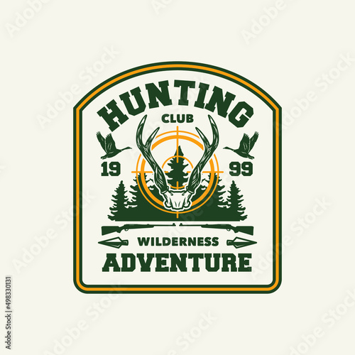 Hand Drawn Hunting Club Logo Label Badge