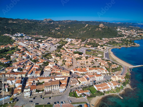 Aerial view of Cannigione Town and port in  Sardinia photo