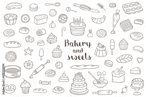 Bakery and sweets doodles