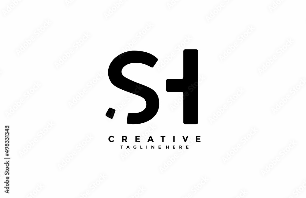 Minimalistic Initial Letter SH Logo Design Minimalistic Initial Letter SH Logo Design