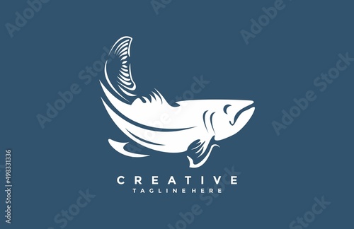 Minimalist Illustrative Fish Vector White Color Design