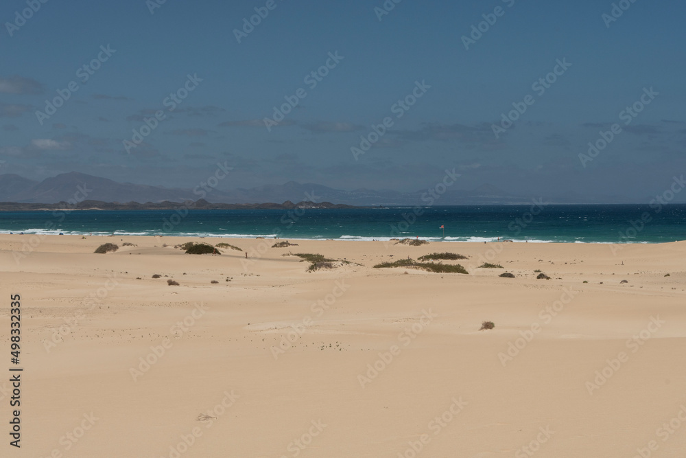 Dunas de arena en el Parque Natural de Corralejo, Fuerteventura. Islas Canarias