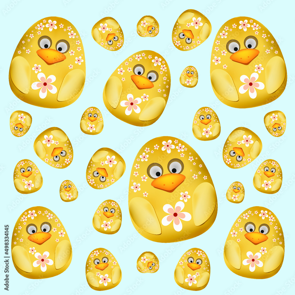 Pattern with easter chicken eggs with pink flowers. Pattern with easter chicken eggs with pink flowers.