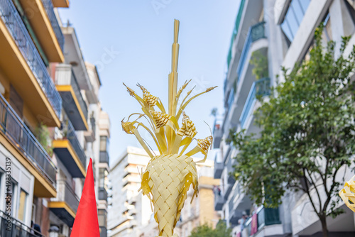 Palm made in Elche, Spain, for Nazarenes and penitents in Palm Sunday during Holy Week in the La Borriquita procession photo