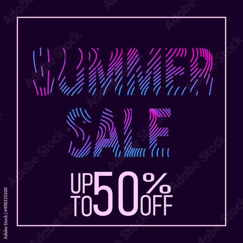 Summer Sale Banner Design in Isolated Background for Summer Promotions. Colored curved text. Colorful banner.