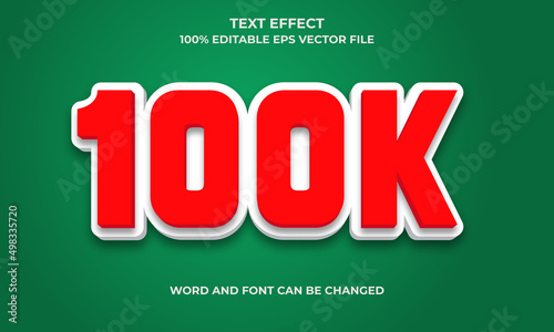 100k Editable 3D Text Effect With 100k followers subscriber Text Concept Style,