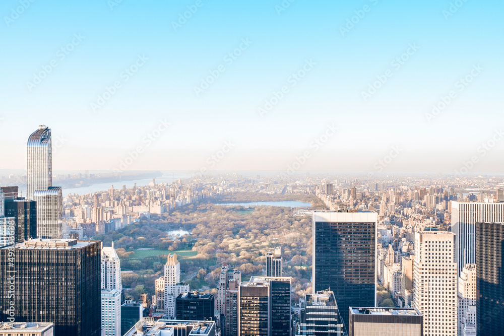 new york city skyline manhattan central park from above