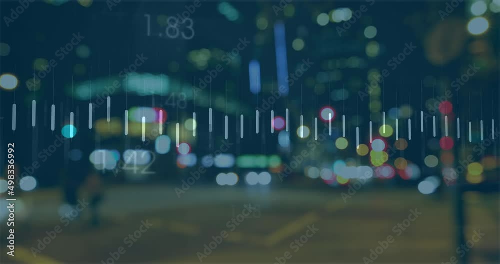Animation of data processing over cityscape Animation of data processing over cityscape