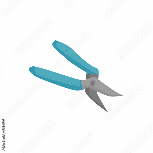 Gardening scissors. Gardening and gardening tools. Vector cartoon illustration