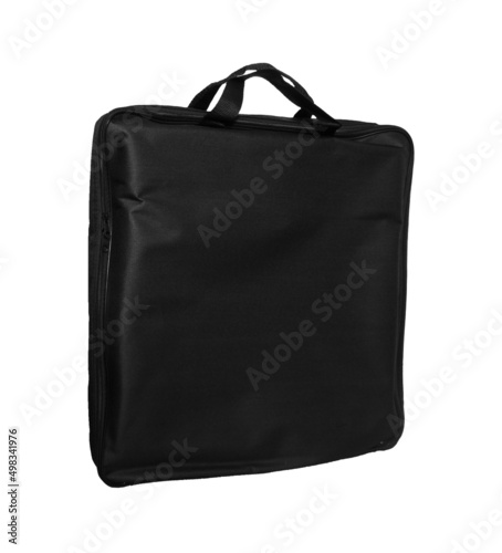 a simple bag made of material, black, for a laptop, on a white background in isolation