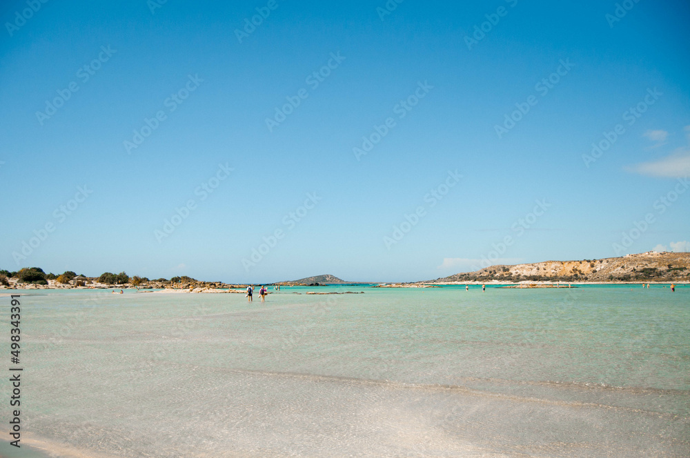 Cove with azure water on Elafonisi beach, Crete.