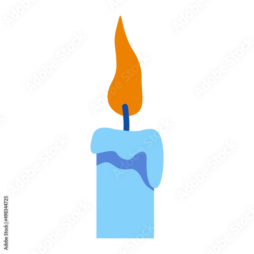 Burning blue candle semi flat color vector object. Full sized item on white. Gothic subculture. Eliminating fire hazard. Simple cartoon style illustration for web graphic design and animation