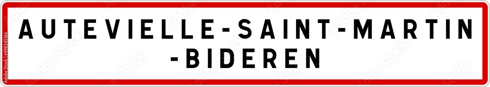 Panneau entrée ville agglomération Autevielle-Saint-Martin-Bideren / Town entrance sign Autevielle-Saint-Martin-Bideren