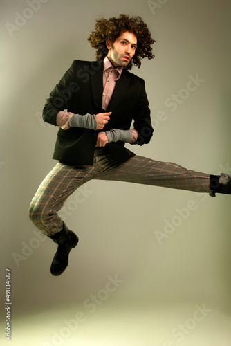 Bilde på lerret Fashion Model Posing, Kicking Studio