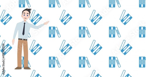 Wallpaper Mural Animation of man talking over book icons Torontodigital.ca