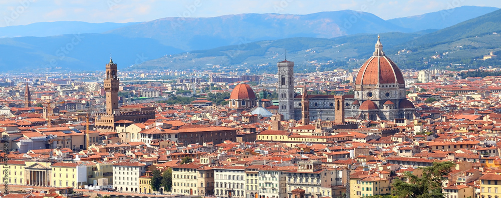 Florence City in tuscany Region in Central of Italy and the big Dome of the Cathedral