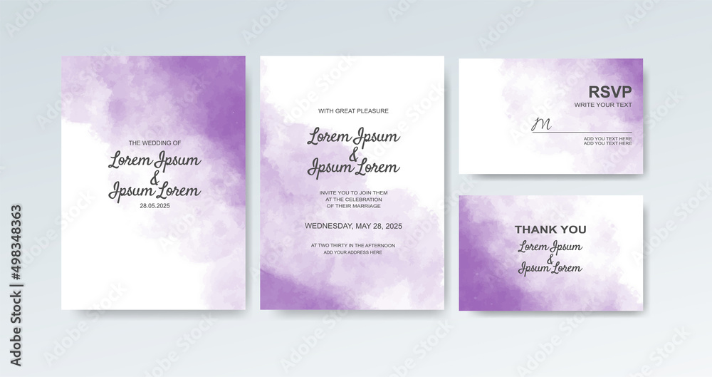 Wedding invitation with abstract watercolor background