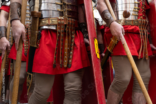 Картината върху платно roman soldiers in a historical reenactment in easter