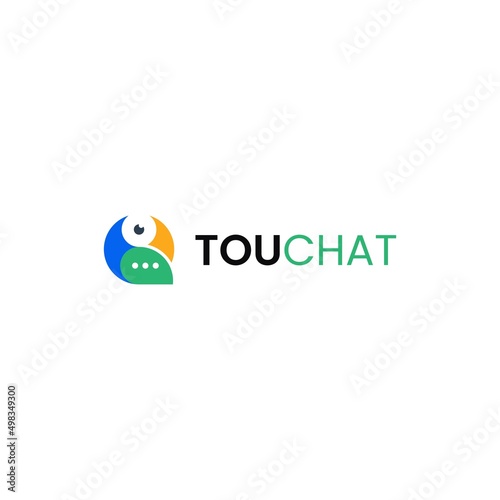 Toucan modern flat logo with chat icon