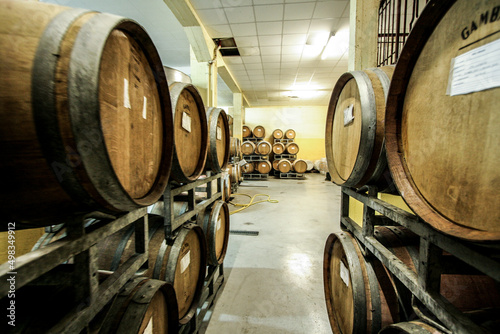 ワイナリー・ワイン工場にあるワインを作るシステムとワイン樽
