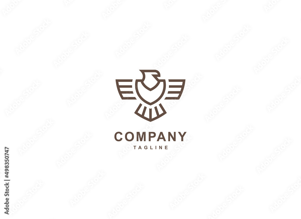 Eagle Logo. Bird Symbol Shape Shield Linear Style Isolated on Grey Background. Usable for Animals, Technology, Business and Branding Logo. Flat Vector design Template element Eagle Logo. Bird Symbol Shape Shield Linear Style Isolated on Grey Background. Usable for Animals, Technology, Business and Branding Logo. Flat Vector design Template element