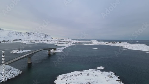 Flight alongside two sea bridges
