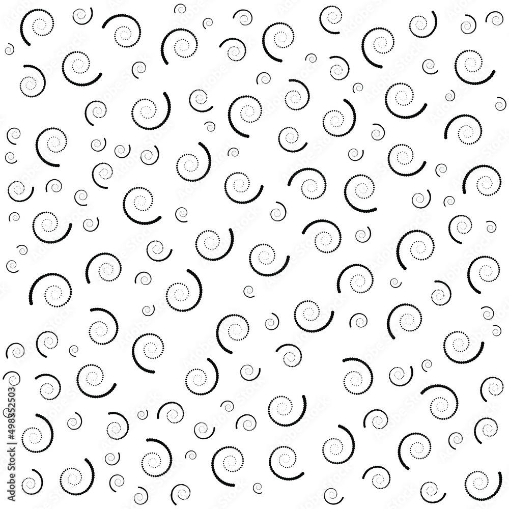 Black spiral halftone pattern background. Vector illustration.	