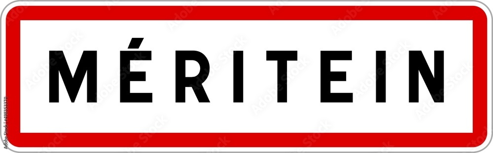 Fototapeta premium Panneau entrée ville agglomération Méritein / Town entrance sign Méritein