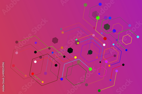 Abstract lines and dots connect the background. Digital data connection technology and big data concept.