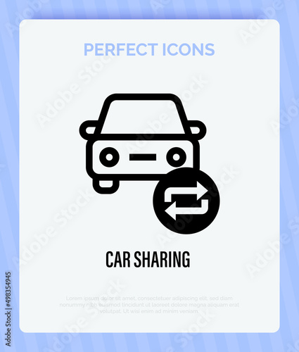 Car sharing thin line icon. Symbol of transport exchanging. Vector illustration.