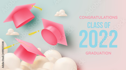 Graduation hat background for education poster