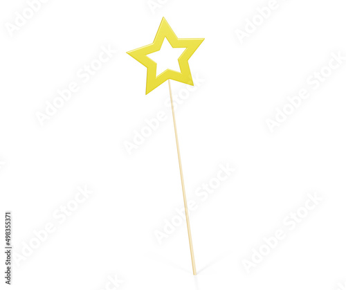 Voting concept. Rating five golden star. 3D render illustration isolated on white background