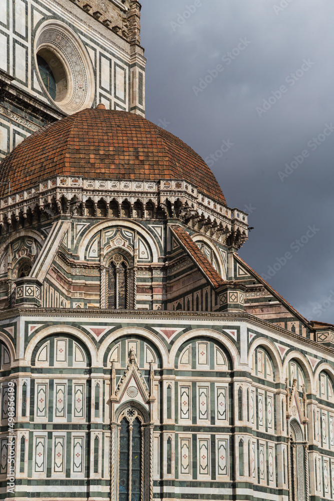 architectural detail of the Cathedral Santa Mario del Fiore in Florence, Italy 