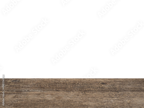 Empty wood table top with white blank background 