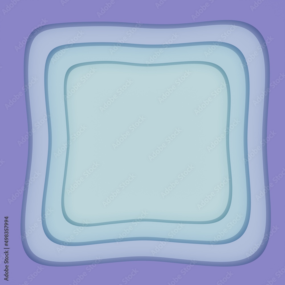 Purple and blue paper cut square frame background. 3d rendering.	