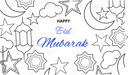 happy eid mubarak typography with arabic ornament