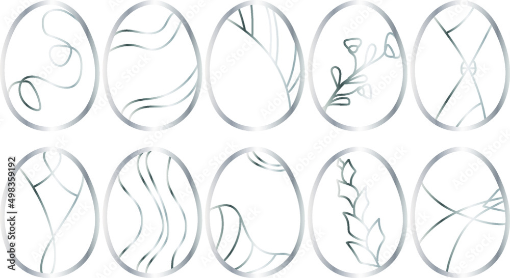 Obraz premium Silver easter egg stickers