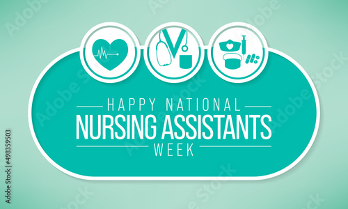 National Nursing assistants week is observed every year in June, The main role of a CNA is to provide basic care to patients and help them with daily activities. vector illustration
