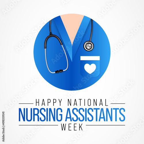 National Nursing assistants week is observed every year in June, The main role of a CNA is to provide basic care to patients and help them with daily activities. vector illustration