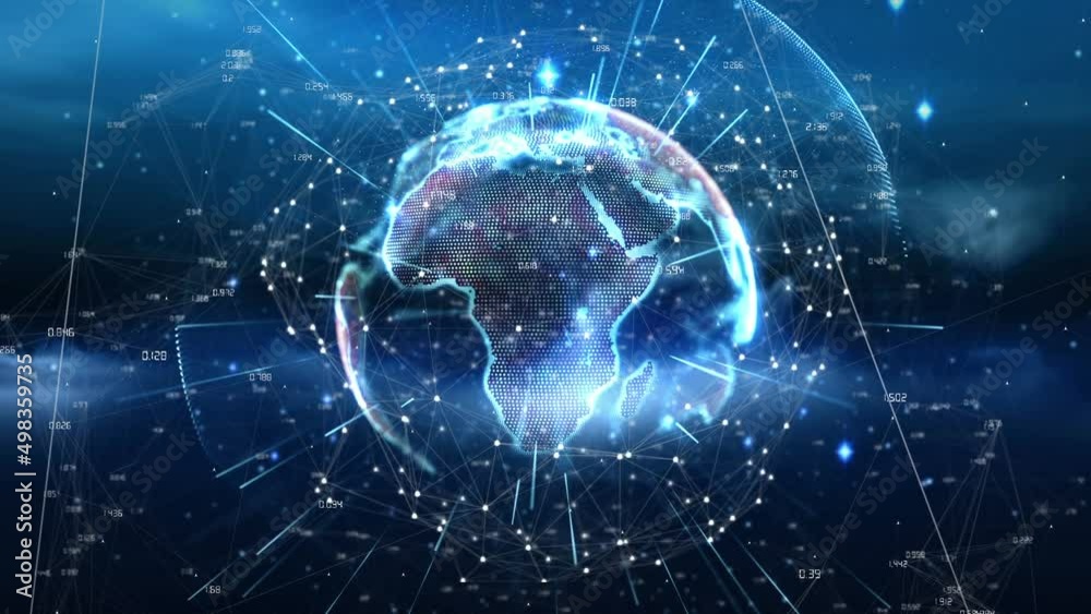 Animation of network of connections over globe Animation of network of connections over globe