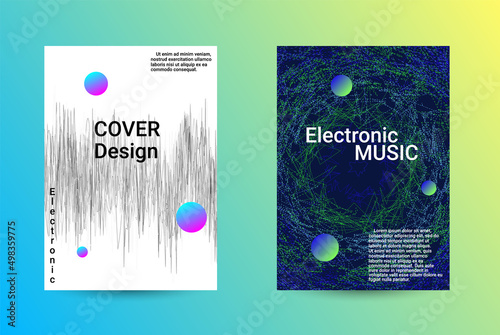 Set of modern abstract musical backgrounds. Sound flyer for creating a fashionable cover, banner, poster, booklet.