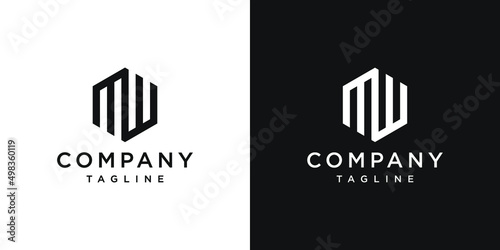 Creative Letter MW Monogram Logo Design Icon Template White and Black Background